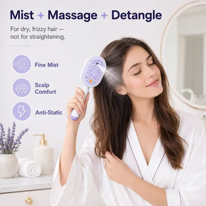 Electric Mist Scalp Comb – Self-Cleaning & Anti-Static Hair Brush