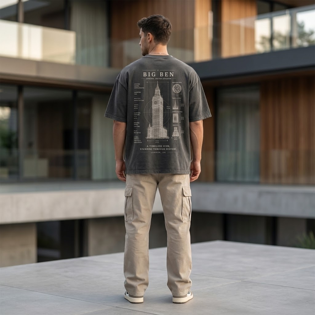 {{ product.title }} vintage blueprint t-shirt back print {{ shop.name }}