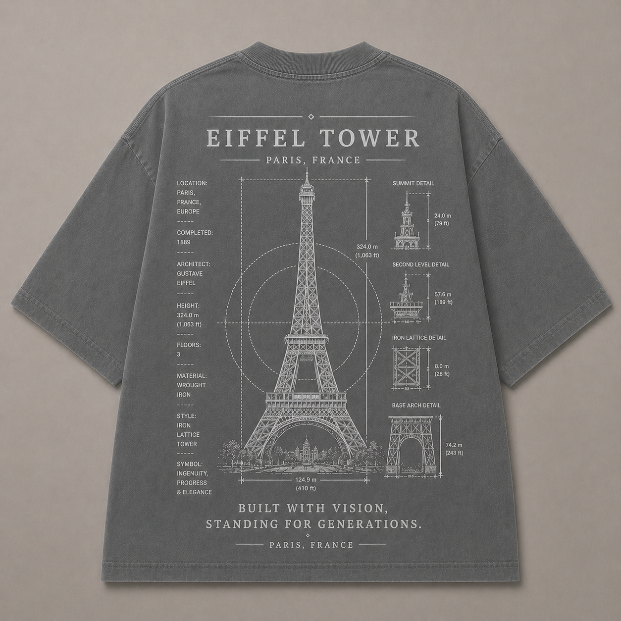 {{ product.title }} vintage blueprint t-shirt back print {{ shop.name }}